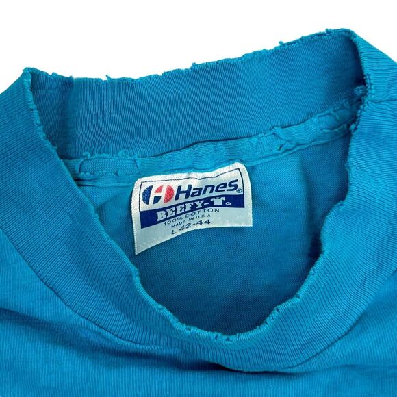 Vintage 80s Volkswagen Beetle Car Custom T Shirt VW Bug Azusa USA Blue L Large - Picture 4 of 13